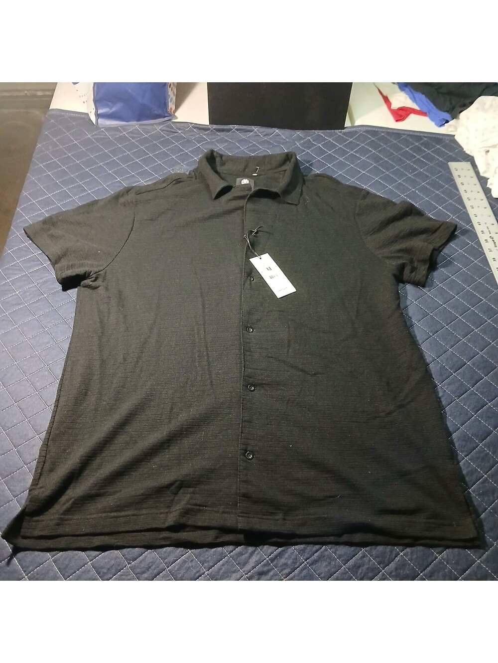 Element Streetwear Button Shirt Men's XL Black Short Sleeve Knit
